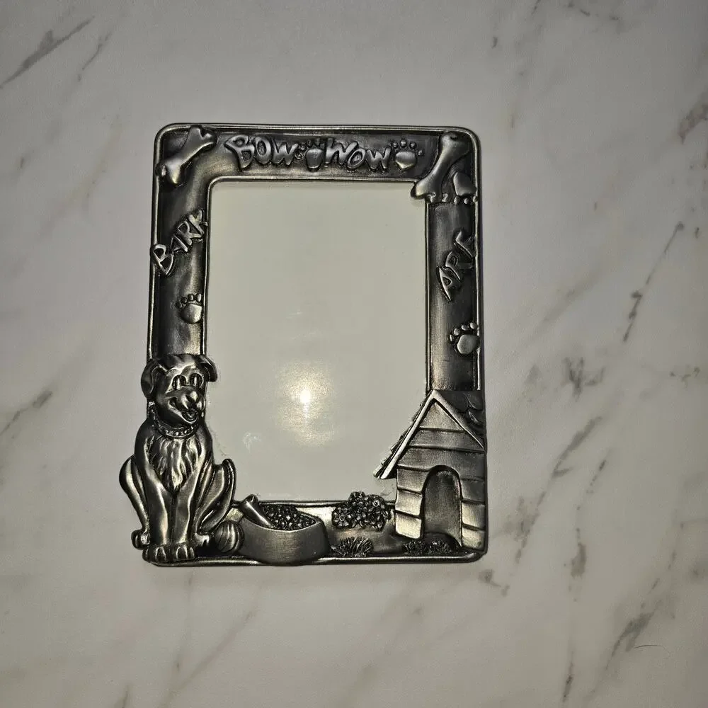 Vintage 3D Dog Frame Pewter heavy